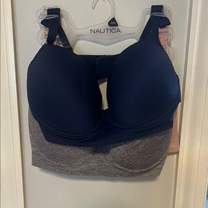 Nautica Women's Navy and Heather Gray Bra Duo